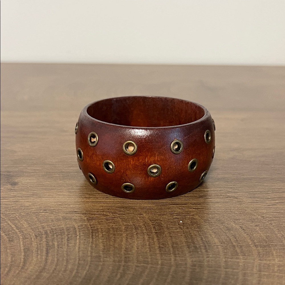 Brown Studded Wooden Bangle